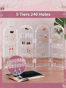 1 hộp trưng bày trang sức bằng acrylic có thể gập lại, dùng để đựng bông tai và dây chuyền. - màu đen - Xem 6
