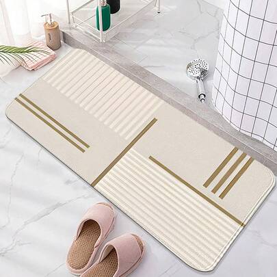 1 tấm thảm nhà tắm bằng vải flannel họa tiết hình học retro kiểu Bắc Âu Ma-rốc, thảm trang trí hình chữ nhật hiện đại có thể giặt được, dày 8mm, mềm mại, thân thiện với da, thấm hút tốt, có thể gấp gọn dễ dàng vệ sinh, phù hợp cho phòng tắm, lối vào, sàn nhà, phòng ngủ, phòng khách, phòng ăn, thảm chống trơn trượt trong nhà, trang trí phòng, trang trí nhà cửa, phụ kiện nhà tắm thiết yếu.