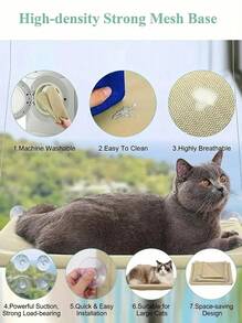 PETSIN 1pc Cat Hammock Hanging Cat Bed Window Pet Bed For Cats Small Dogs Sunny Window Seat Mount With Blanket Bearing 5kg Pet Accessories - Multicolor - View 9