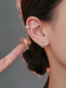 GAGAFEEL 一对时尚优雅的几何造型精致小巧的925纯银耳环，适合女性日常佩戴、朋友聚会、作为礼物赠送。 - 銀色 - 查看 2