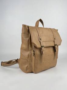 JIANSHANGGUSHI Women's Retro Fashion Backpack, Multi-Pocket Decor Design, Versatile For Commuting - Apricot - View 3