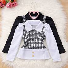 Girls' Long-Sleeved Plaid Shirt For Cold Winter Weather - Ribbed Children's Shirt, Sizes 2-12 Years. - PAKET 2 BAGIAN - View 1