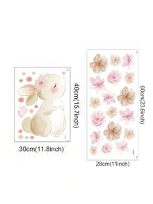 1 buah Stiker Dinding Perekat Diri Gaya Bohemian Motif Kelinci, Kupu-kupu & Bunga, Cocok untuk Dekorasi Kamar Bayi, Ruang Tamu & Kamar Tidur - MultiWarna - View 3