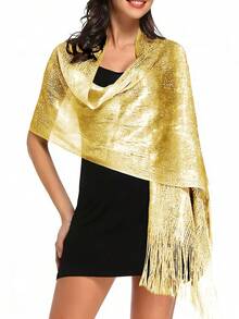 1pc Shiny Metal Shawl, Round Buckle Tassel Scarf, Suitable For Evening Gala, Party, Wedding And Other Occasions - 01-gold - View 13