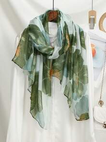 1pc Fashionable Versatile Lightweight Scarf, Breathable Printed Balinese Chiffon Shawl/Headscarf For Women, Spring/Summer - Multicolor - View 4