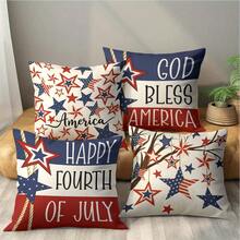 4pcs 4th Of July Independence Day Pillow Covers, Patriotic Decorative Pillowcases, Independence Day Celebration, American Flag Pattern, Suitable For Bedroom, Sofa, Home Decor And Outdoor Use - Multicolor - View 6