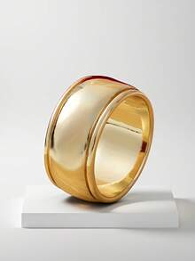 1枚新款复古宽版戒指 时尚简约欧美个性创意哑光面板指环 - 金色 - 查看 12