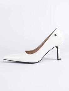 Fashionable Office High Heels, Pointed Toe White Ladies Office Slim Stilettos - White - View 6