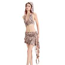 Women's Y2k Skirt Sets 2 Piece Outfits Leopard Halter Crop Tops And Ruffle Layered Mini Skirt Set Rave Festival - 彩色 - 查看 1