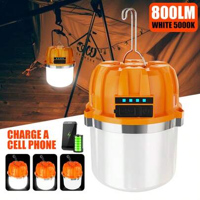 LED Camping Lantern USB Rechargeable Portable Lamp Bulb Flashlight With Power Display Emergency Light For Outdoors Fishing