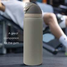 OwaIa(Off Road)304L Stainless Steel Double-Drink Outdoor Sports Water Bottle, 32 Oz/945ml, Double-Walled Vacuum Travel Water Bottle With Straw,100% Leak-Proof Design With Buckle For Easy Carrying, Can Keep Ice For 8 To 12 Hours, Cycling/Car Ice Maker - Light Brown - View 5