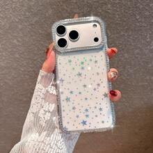 Étui de téléphone design étoile strass à la mode, compatible avec iPhone 17 Pro Max, 16 Pro, 15, 14, 13, 12 Pro Max, 11, en matériau acrylique dur - Étoile - Voir 1