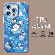 Lindos pingüinos azules nadando felices juntos. funda de teléfono Fundas compatibles con ,Apple,VIVO,OPPO,,, y Honor.Fabricadas en silicona TPU,ofrecen protección contra golpes y caídas. - Blanco - Ver 3