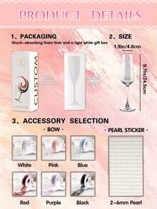 1pc Personalized Champagne Flute, Reusable & Washable Customized Champagne Glass With Bow Decor, Suitable For Bride And Bridesmaids, Wedding Party, Bridal Shower, Bachelor Party, Birthday Party ,Forever Love - Nhiều màu - Xem 5