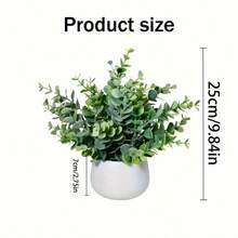 Artificial Eucalyptus Potted Plant Plastic Potted Plant Home Decor Accessories Ornament Small Fake Plants For Indoor Home Decoration, Artificial Flowers For Window Sill, Bathroom, Wall, Office Desk, Office, Kitchen - Multicolor - View 10