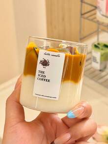 1 pieza Vela perfumada de café con hielo creativa, vela de ambiente degradado, fragancia multicapa, aroma natural duradero, mejora la felicidad, adecuada para decoración de escritorio suave - Fragancia mezclada - Ver 7