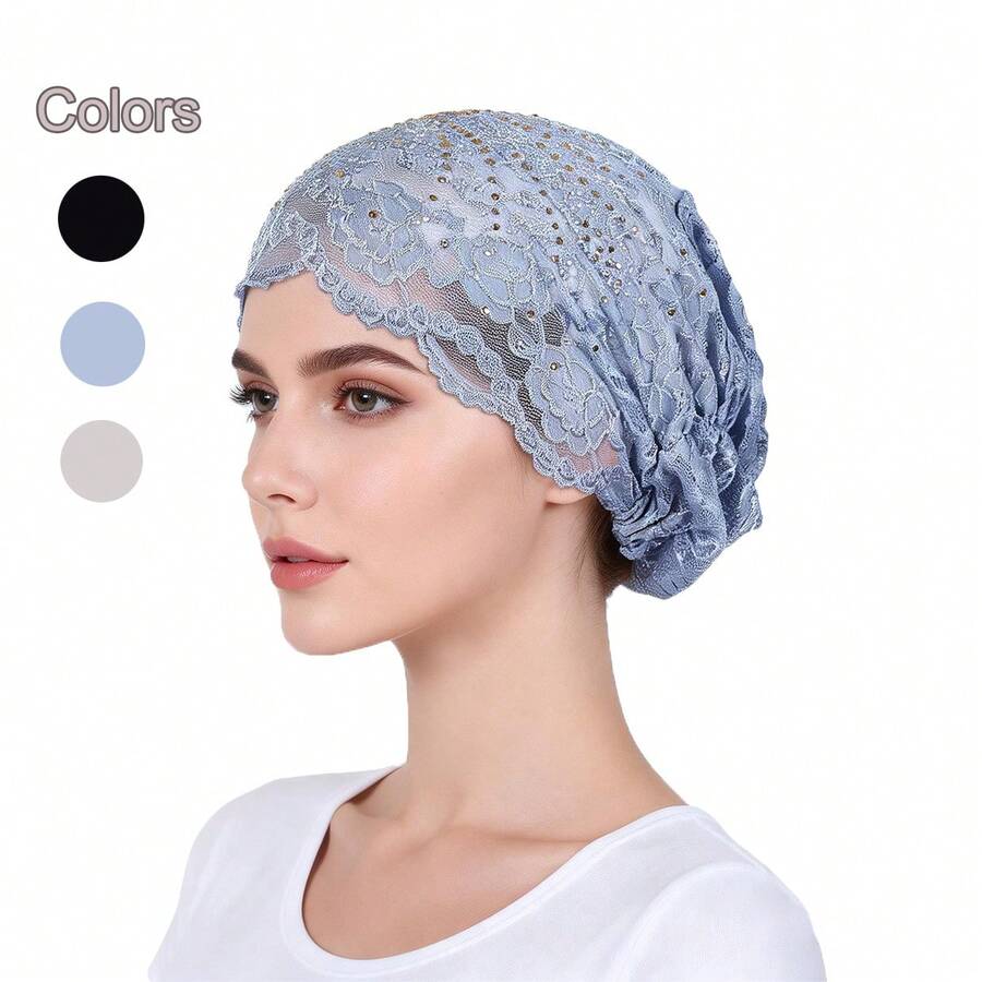 Chapéu leve de renda com estampa floral para primavera/verão, estilo boêmio, confortável para usar em casa, na praia ou em férias. - Chapéu de renda - Ver 1