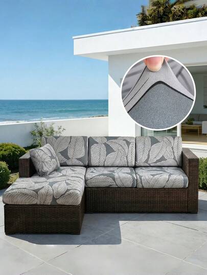 四季通用弹力防滑户外沙发垫套，户外印花沙发垫套，海滩别墅庭院印花沙发垫套，耐磨防刮易清洁户外座椅垫套，庭院藤制沙发通用家具保护套，户外沙发垫套，户外家具保护套，庭院L型藤制沙发保护套