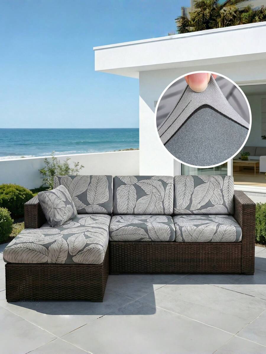 All-Season Elastic Non-Slip Outdoor Sofa Cushion Cover, Outdoor Printed Sofa Cushion Cover, Beach Villa Yard Printed Sofa Cushion Cover, Wear-Resistant And Scratch-Resistant Easy-To-Clean Outdoor Seat Cushion Cover, Patio Rattan Sofa Universal Furniture Protective Cover, Outdoor Sofa Cushion Cover, Outdoor Furniture Protection, Patio L-Shaped Rattan Sofa Protective Cover - Multicolor - View 1