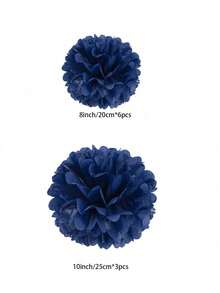 9pcs Navy Blue Paper Flower Balls, Navy Blue Fluffy Paper Flowers, Graduation Party Hanging Decor, Suitable For Scene Layout, Home Decor, Room Decor, Birthday Party, Wedding Gift, Corporate Graduation Gift, Christmas Decoration - Navy Blue Paper Flower Ball Set - View 12