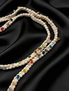 Nuevo collar largo y colorido para mujeres, decoración versátil para el cuello, accesorio de cinturón trenzado para la cintura - Piedras de colores tejidas - Ver 6