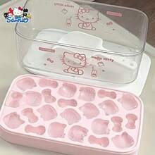 SANRIO Hello Kitty 硅胶托盘 – 可爱的猫咪和蝴蝶结设计，柔韧性好，可用于制作趣味创意甜点，粉色冰块，适合庆祝活动和特殊场合。 - 彩色 - 查看 7
