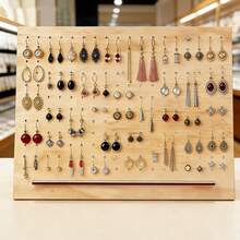 1pc 11X14inch Large Wooden Earring & Jewelry Display Organizer Rack - Multi-Functional Jewelry Storage Holder, Desktop Earring Organizer, Material, Minimalist Design, Sturdy Structure, Suitable For Small Business Owners, Retail Stores, Home And Craft Storage, Wooden Jewelry Display Tower - LLA168-a1 - View 1