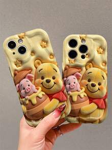 Disney This Winnie The Pooh Phone Case Features A Cute And Playful Expression Design, A Simple And Stylish Appearance, And A Smooth Touch. It Utilizes A 2D Wave Texture, Is Made Of Adorable And Eye-Catching TPU Material, And Includes Camera Protection, Making It An Ideal Choice For Girls. Compatible With IPhone 17/16/15/14/13/...12 Mini Pro Max Pro Plus XRXS. It's The Perfect Gift For Friends And Family. Stylish Phone Case, Fun Expression Design, Trendyphone Case, Lightweight And Durable. - White - View 5