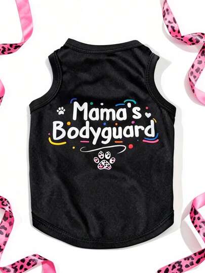 LUCKIE LABO 1pc "Mama's Bodyguard" Letter Graphic Print Pet Vest, Physical Flea Repellent, Reduce Shedding, Insulation & Breathable, Suitable For Small & Large Dogs, Indoor & Outdoor