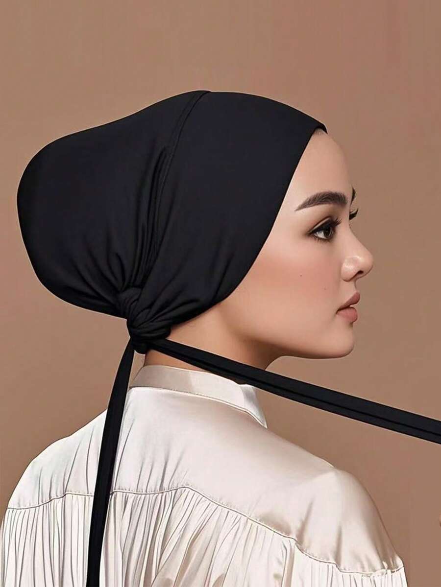 1pc Women's Solid Color Headscarf Lining, Breathable Soft Stretchy Headscarf Lining, Non-Slip Comfortable Headscarf, Chemo Sleep Cap, Lightweight Head Cover, Suitable For Daily Wear, Hair Loss, Travel, Yoga, Work, Headscarf Lining, Summer, Beach, Hat - Color - View 1