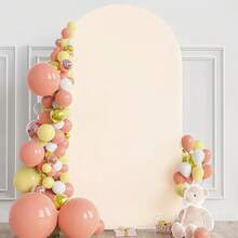 5ft, 6ft, 6.6ft, 7.2ft Beige Arch Backdrop, 2 Sides Spandex Stretch Fabric Arch Backdrop Suitable For Wedding Arch, Birthday Party Arch Decor (Arch Frame Not Included, Only Fabric Backdrop) - Beige - View 6