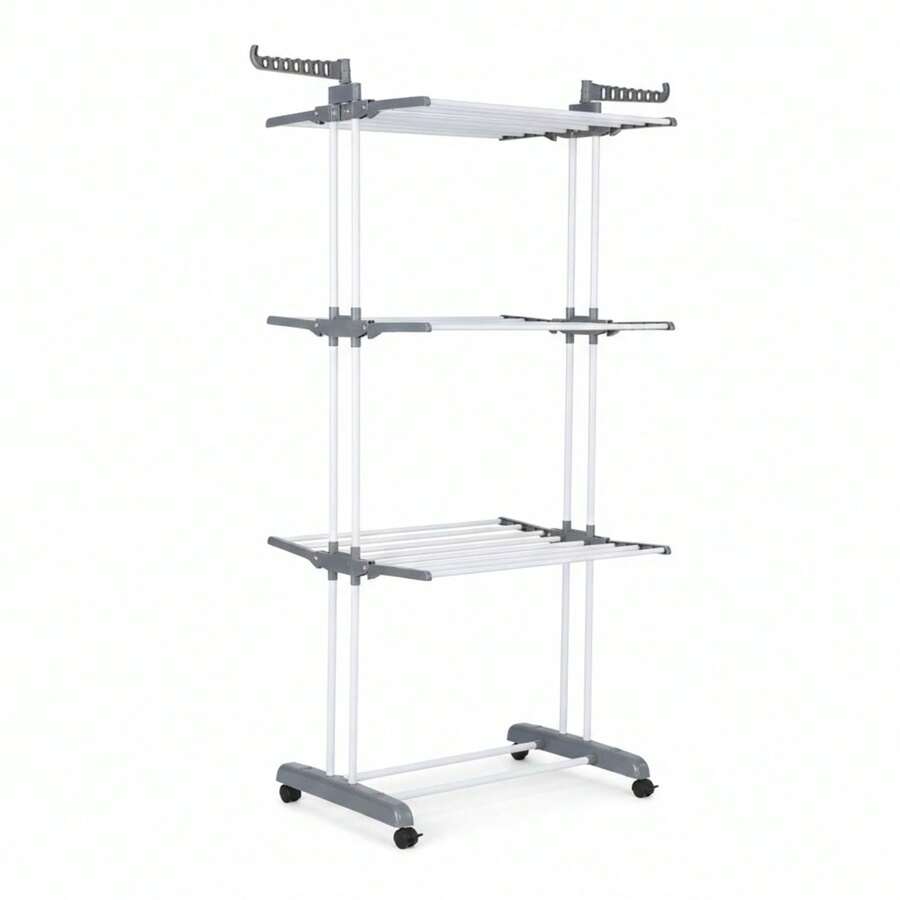 DASCK Tendedero Plegable 3 Niveles con Ruedas Interior - Gris - Ver 1