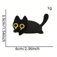 1 peça de aplique bordado de animal de desenho animado fofo, novo aplique bordado de gato preto, acessório de vestuário termocolante - mancha de gato preto - Ver 19