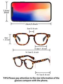1 Pair Women's Leopard Print Square PC Frame Vintage Chic Casual Street Style Fashion Office Personalized Rivet Flat Lens Glasses - Leopard Print - View 5
