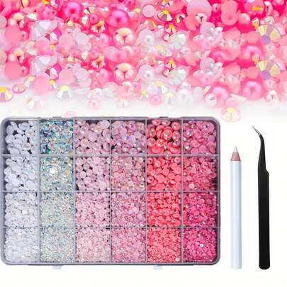 24 Color Resin Jelly Rhinestone, Used For Nail Decoration, 3mm/4mm/5mm Flat Back Gemstone, Suitable For Handmade, Shiny Set, Can Be Used For Clothing, Shoes, Nails, Cosmetics, Diamond Paintings, Etc