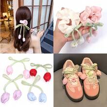 5 piezas/paquete Capullos de flores de tulipán con cinta de doble cara, decoración floral para el hogar, suministros de embalaje de regalos, accesorios de ropa, decoraciones de lazos DIY - Tulipán de cinta - Ver 7