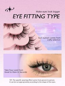 5对Asiteo卡通湿润假睫毛，动漫风格尖刺假睫毛，“Kpop”角色扮演假睫毛条，娃娃眼尖刺湿润自然纤细假睫毛 - 黑色 - 查看 2