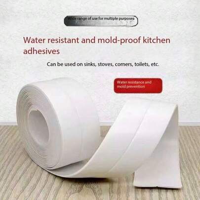 5m Self-Adhesive Waterproof Sealant Tape, Easy To Apply, Suitable For Bathroom And Kitchen, Great For Shower Base, Tiles And Flooring