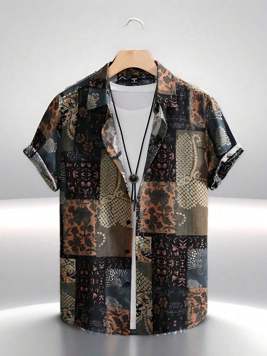 Summer Hawaiian Floral Short Sleeve Polo For Men - A508D-AL23663 - 查看 1