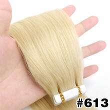 20片装隐形胶带式接发片 - 真人发丝，直发浓密编织，咖啡色、深棕色和金色，长度40.64-50.8厘米，每片40克，打造自然女性发型 - 彩色 - 查看 27