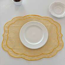 1/2/4pcs Ins Style Simple Fresh Small Plaid Embroidery Irregular Placemats, Suitable For Cafe, Party, Restaurant, Insulation Cup Mats, Decorative Napkins - Multicolor - View 8