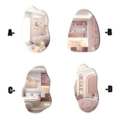 1 pieza Espejo acrílico inclinado sin marco, adecuado para sala de estar, dormitorio, oficina en casa, baño, se puede usar como pegatina, adhesivo de pared, calcomanía de vinilo, decoración del hogar, decoración de primavera, renueva tu hogar, decoración de vacaciones, regalo, decoración de habitación para cumpleaños y graduación, aplicable para decoración de habitación, baño, sala de estar