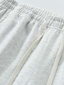 Men's Straight Leg Knit Pants With Drawstring, Loose Fit Casual Sports Trousers For Spring And Autumn - Light Grey - View 4