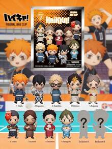 Crunchyroll 1pc 官方“排球！！”盲盒 3D 人物吊坠，包括 Hinata Shoyo、Kageyama Tobio、Tsukishima Kei、Nishinoya Yu、Sukawara Koushi、Tanaka Ryuunosuke、Azumane Asahi、Sawamura Daichi、Yamaguchi Tadashi 动漫人物钥匙扣，适合动漫收藏家背包装饰 - 彩色 - 查看 1
