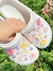 24pcs/Set Multi-Color Big & Small Flower, Pearl Shoe Clips, Suitable For Sandals, Slippers, Beach Shoes, Garden Shoes, DIY Accessories - Multicolor - View 6