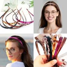 Thin Headbands For Glasses Wearers Sunglass Headband For Eyewear 6Pcs Non Slip Plastic Skinny Hair Bands With Teeth For Women Girls No Pressure No Headache Tortoise Shell Leopard - 頭帶 1 - 查看 4
