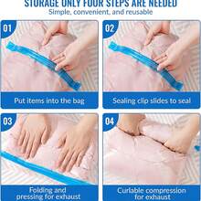 6pcs Foldable Travel Vacuum Storage Bags, Clear Vacuum Compression Bags, Handheld Pump-Free Vacuum Compression, Space Saving Storage Bags, Reusable Dust-Proof Moisture-Proof Clothing Organizer Bags, Luggage Compression Packing Cubes - View 8
