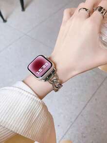 1 pieza Banda de metal plateado compatible con Apple Watch 38/40/41/42/44/45/46mm, unisex, compatible con Apple Watch Series 1-11, accesorio de playa de verano - Plateado - Ver 3