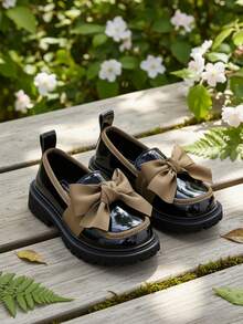 2026 New Shiny Black Lace-Up Kids Leather Shoes, Unisex Children Oxford Shoes, Non-Slip Rubber Thick Sole School/Party/Casual Wear - Brown - View 2