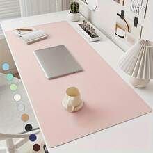 1 Piece Of Leather Mouse Pad, Faux Leather Desk Mat, Waterproof And Stain-Resistant Keyboard Mat, Simple Solid Color Computer Mat, Suitable For Office, Desk, Or Dining Table, Easy To Clean, Available In Various Colors: Pink, Blue, Green, Yellow, Gray, Black. - 淡咖啡 - 查看 1